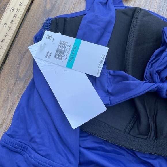 Becca ETC STARRY NIGHT BLUE Tie-Shoulder One Piece Swimsuit, US 0X(14-16) Macys - Picture 9 of 9